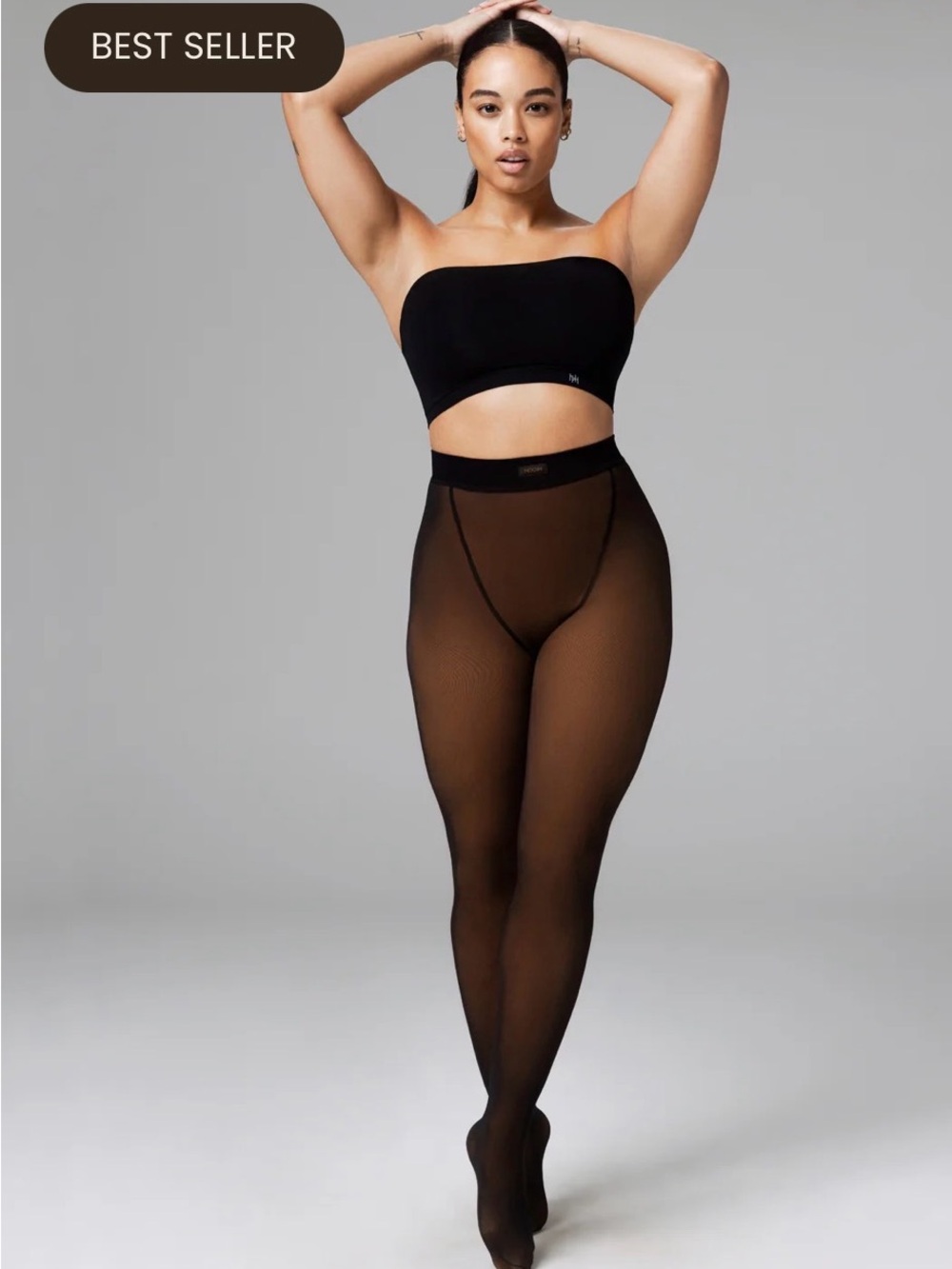 Sheer Black High-Waist Fleece Lined Tights